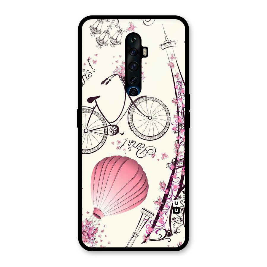 Flower Clipart Glass Back Case for Oppo Reno2 F