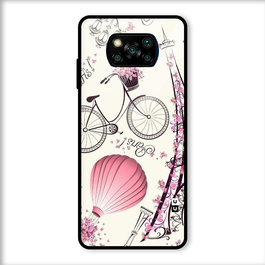 Flower Clipart Glass Back Case for Poco X3