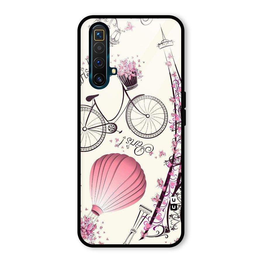 Flower Clipart Glass Back Case for Realme X3