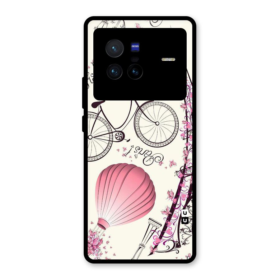 Flower Clipart Glass Back Case for Vivo X80