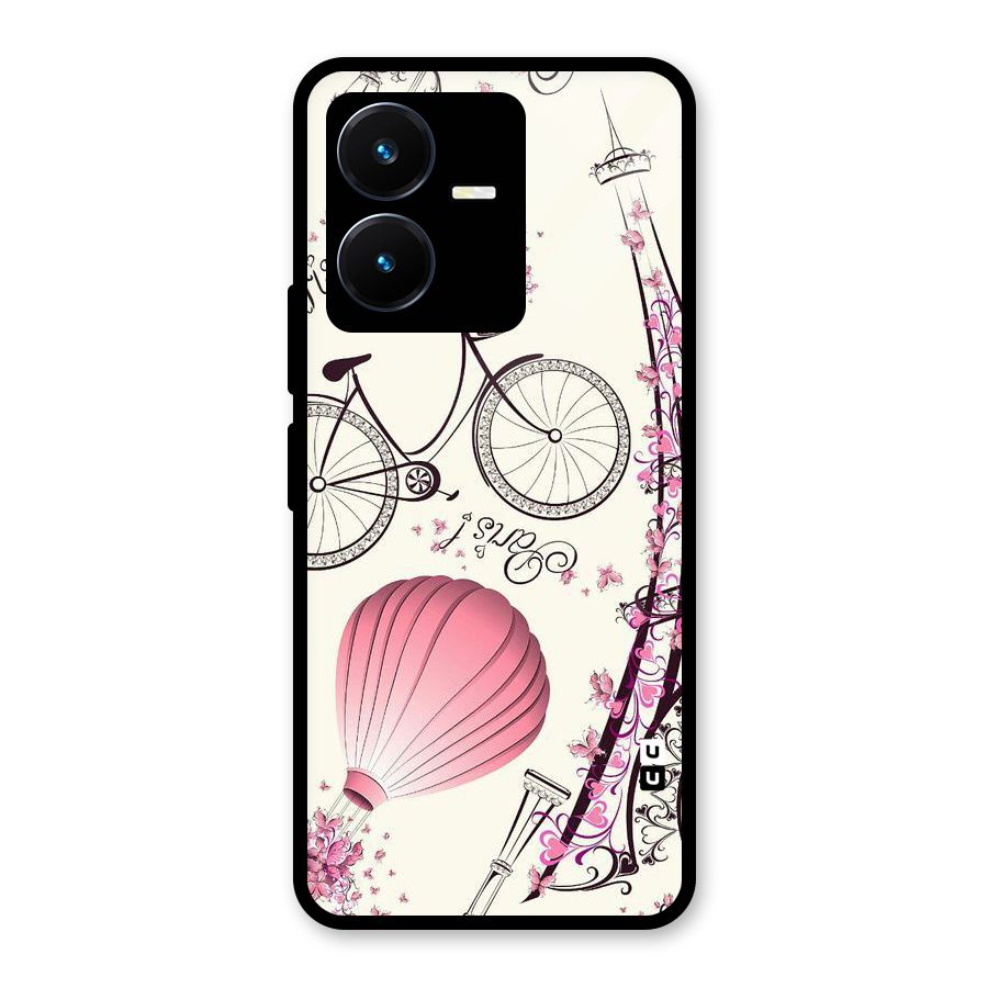 Flower Clipart Glass Back Case for Vivo Y22