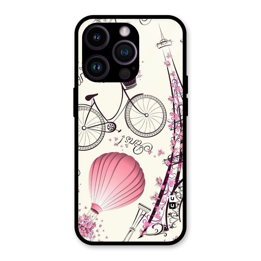 Flower Clipart Glass Back Case for iPhone 14 Pro