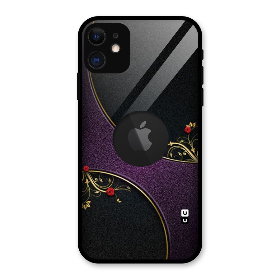 Flower Curves Glass Back Case for iPhone 11 Logo Cut