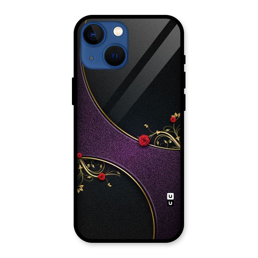 Flower Curves Glass Back Case for iPhone 13 Mini