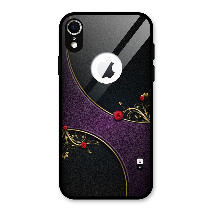 Flower Curves Glass Back Case for iPhone XR Logo Cut