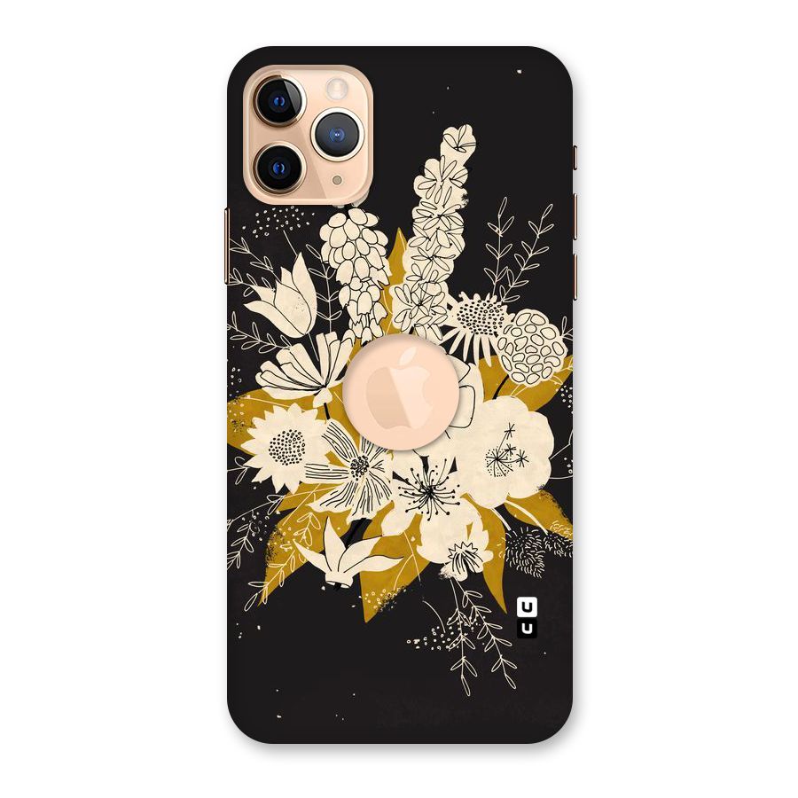 Flower Drawing Back Case for iPhone 11 Pro Max Logo Cut