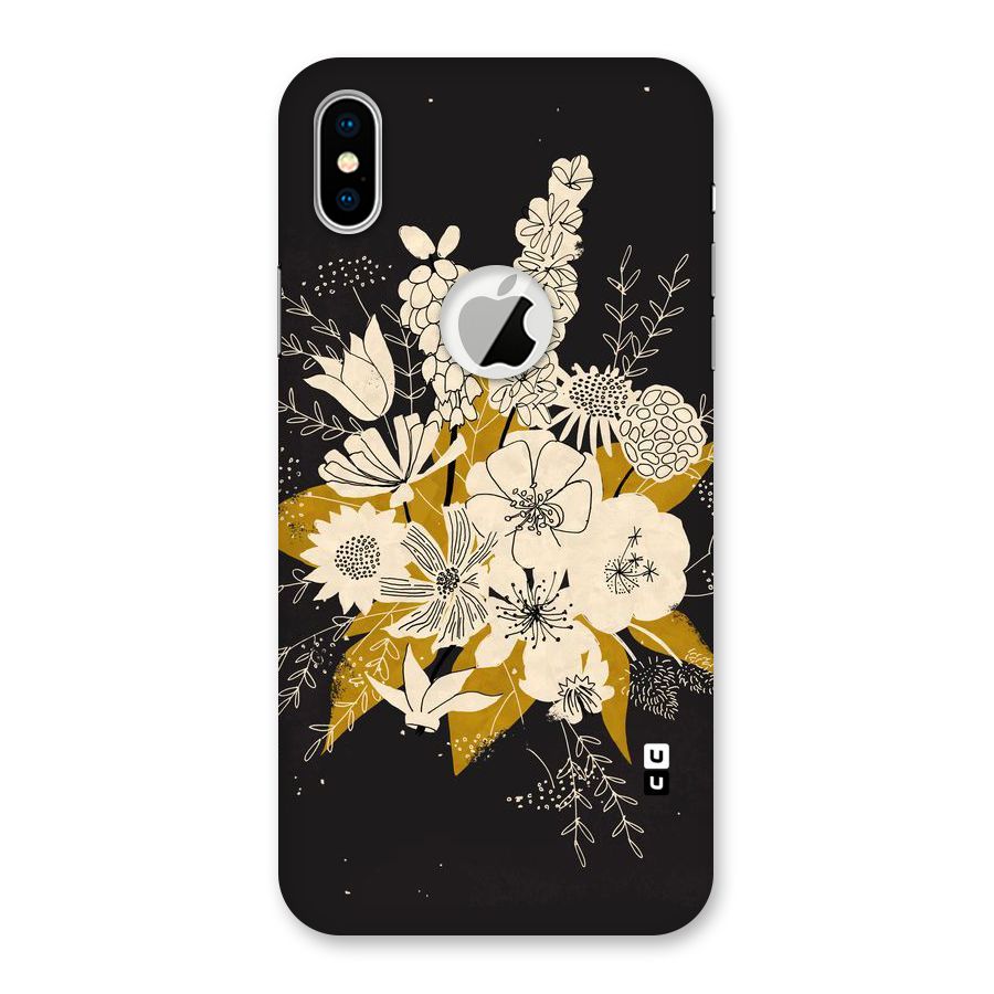 Flower Drawing Back Case for iPhone X Logo Cut