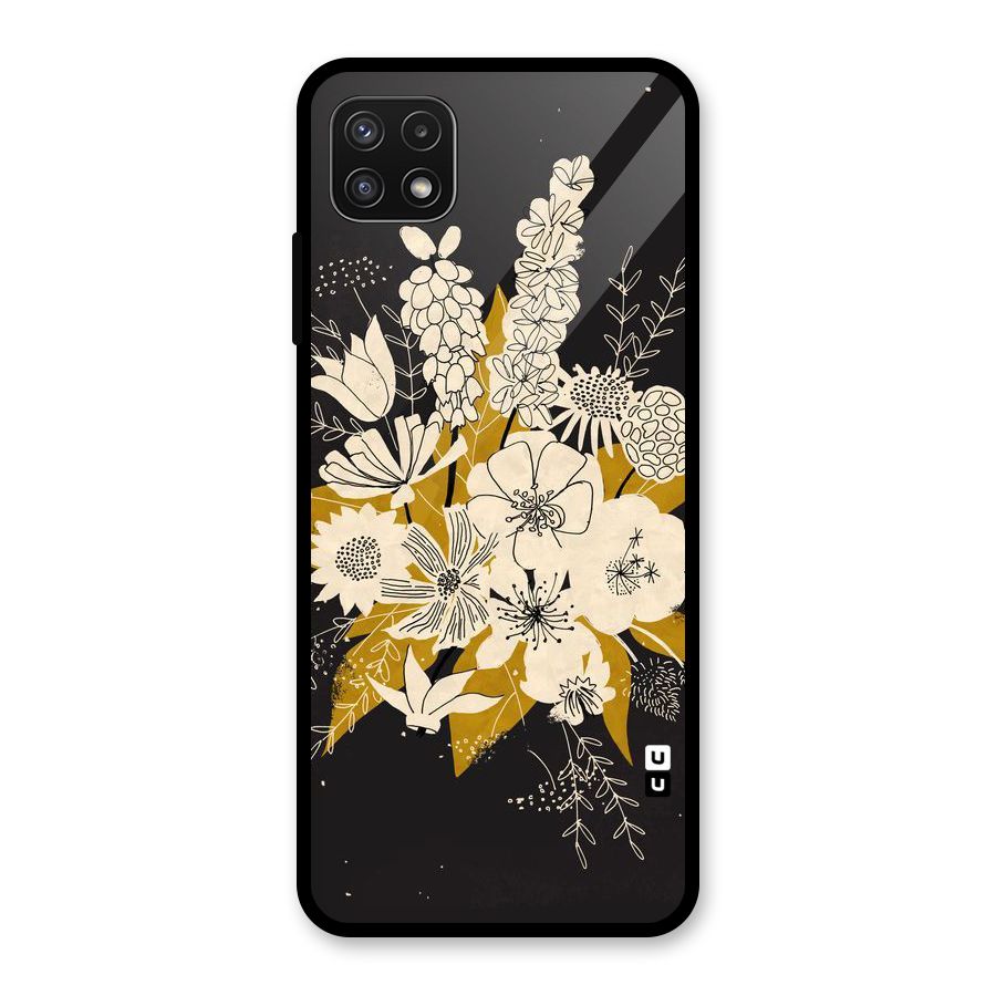 Flower Drawing Glass Back Case for Galaxy A22 5G