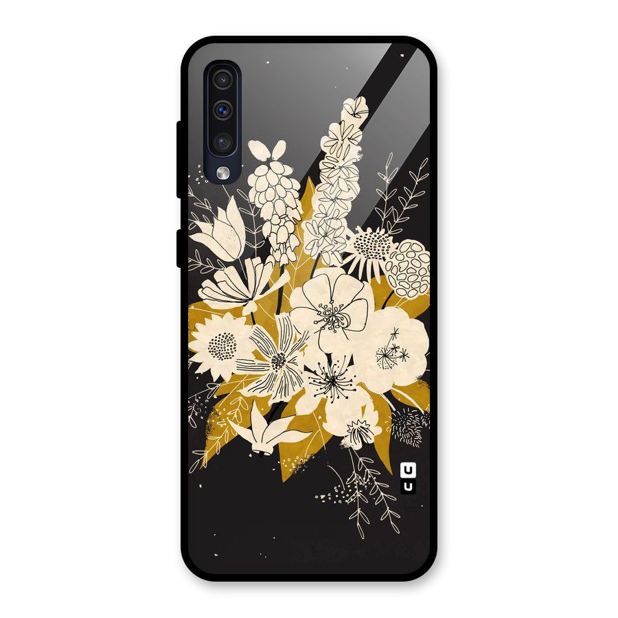 Flower Drawing Glass Back Case for Galaxy A50