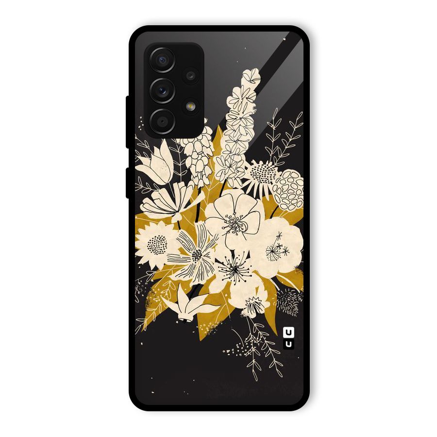 Flower Drawing Glass Back Case for Galaxy A53 5G