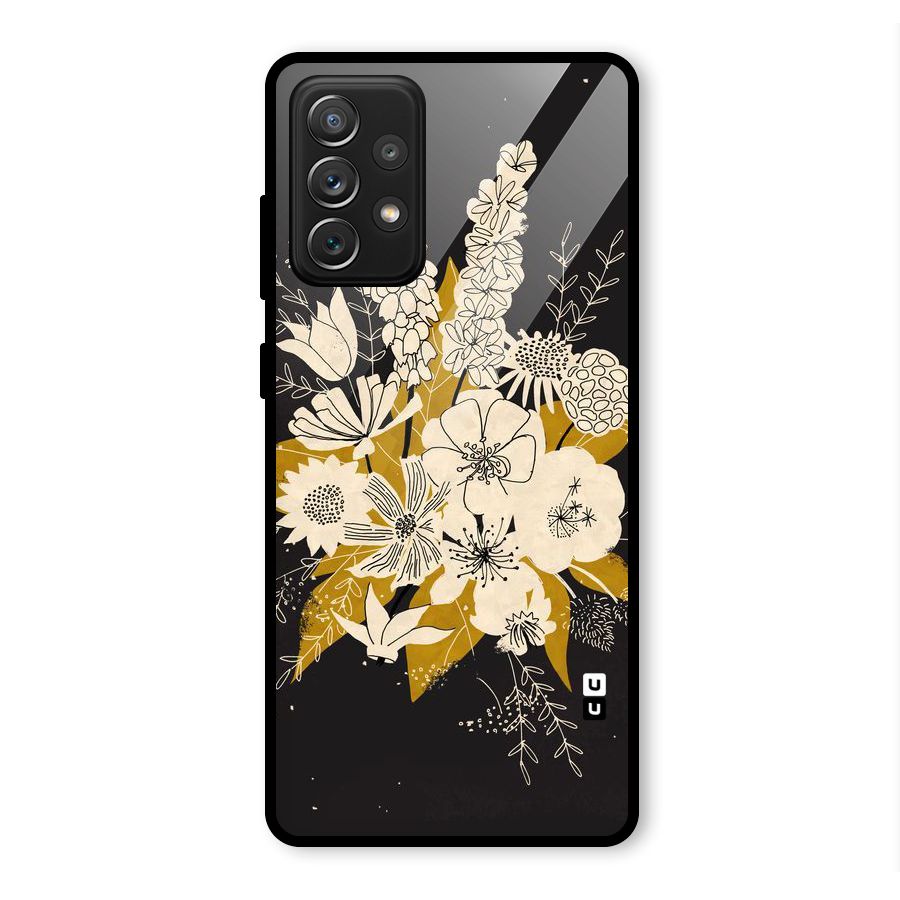 Flower Drawing Glass Back Case for Galaxy A72
