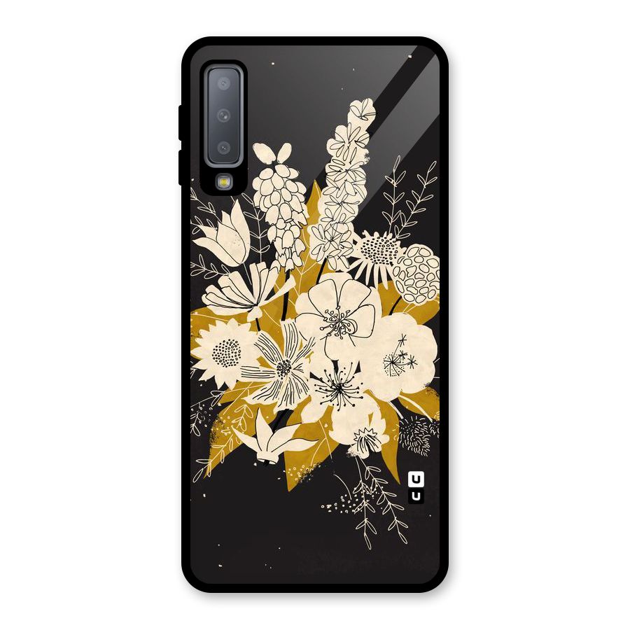 Flower Drawing Glass Back Case for Galaxy A7 (2018)