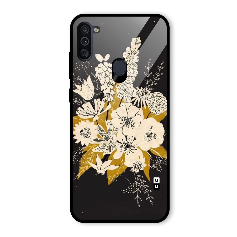 Flower Drawing Glass Back Case for Galaxy M11