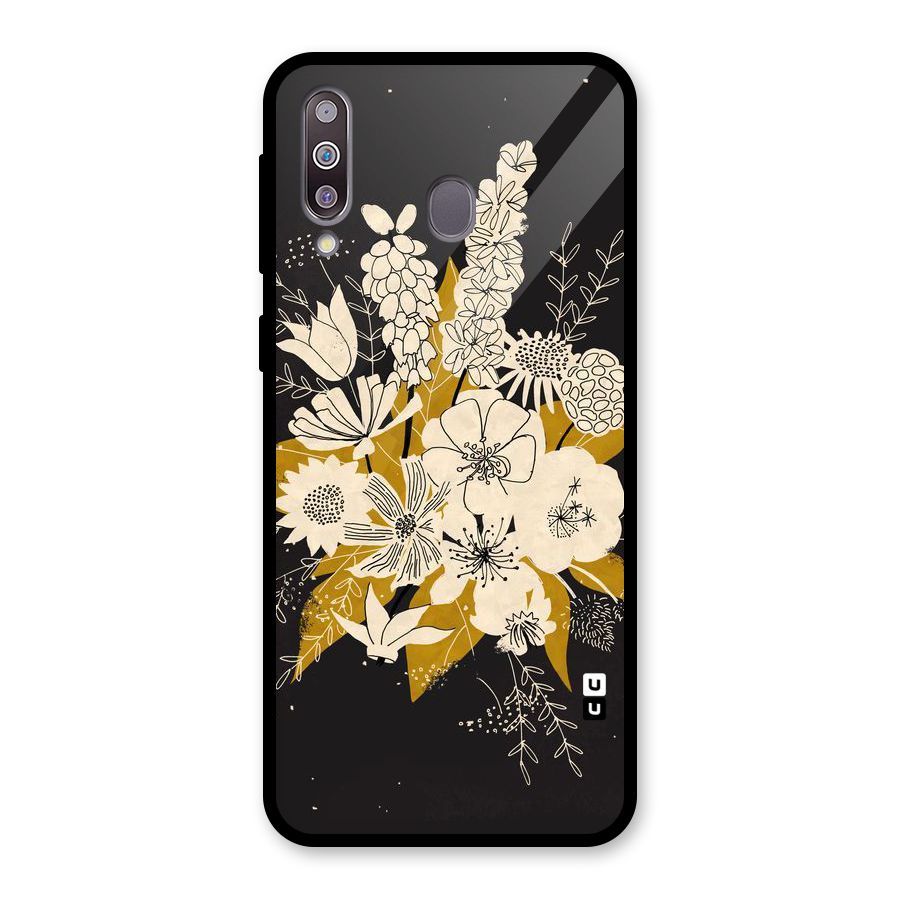 Flower Drawing Glass Back Case for Galaxy M30