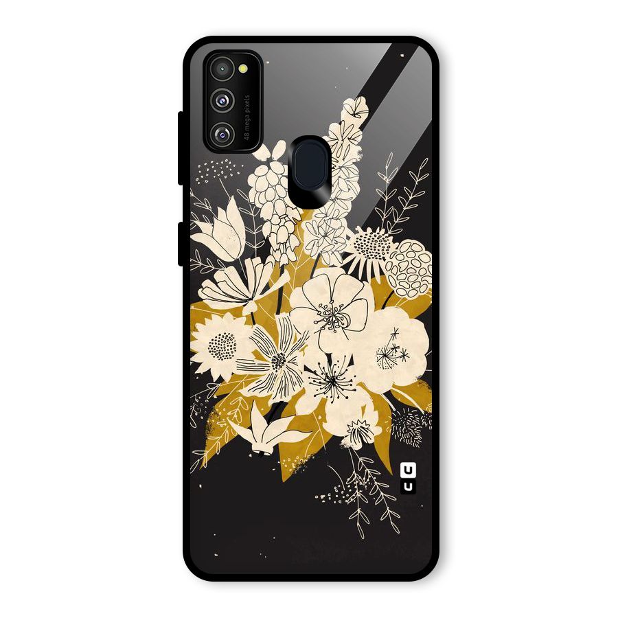 Flower Drawing Glass Back Case for Galaxy M30s