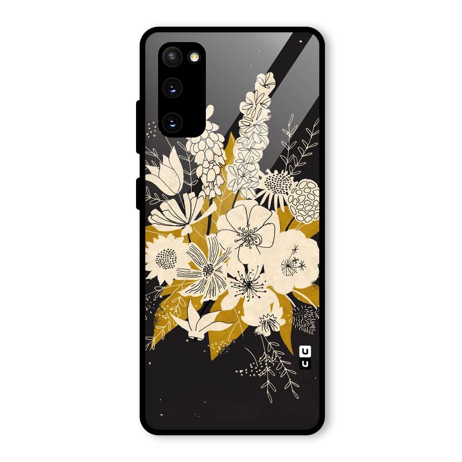 Flower Drawing Glass Back Case for Galaxy S20 FE 5G