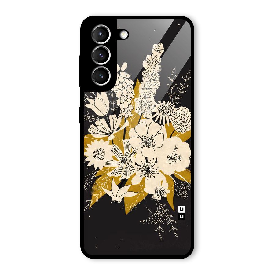 Flower Drawing Glass Back Case for Galaxy S21 5G