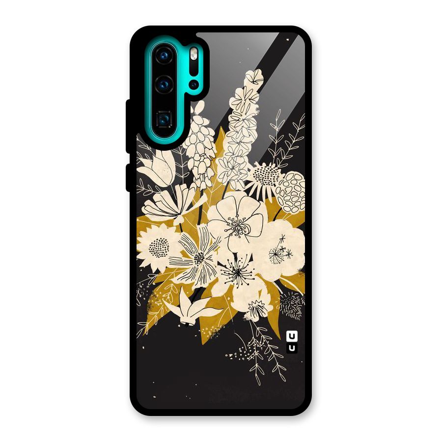 Flower Drawing Glass Back Case for Huawei P30 Pro