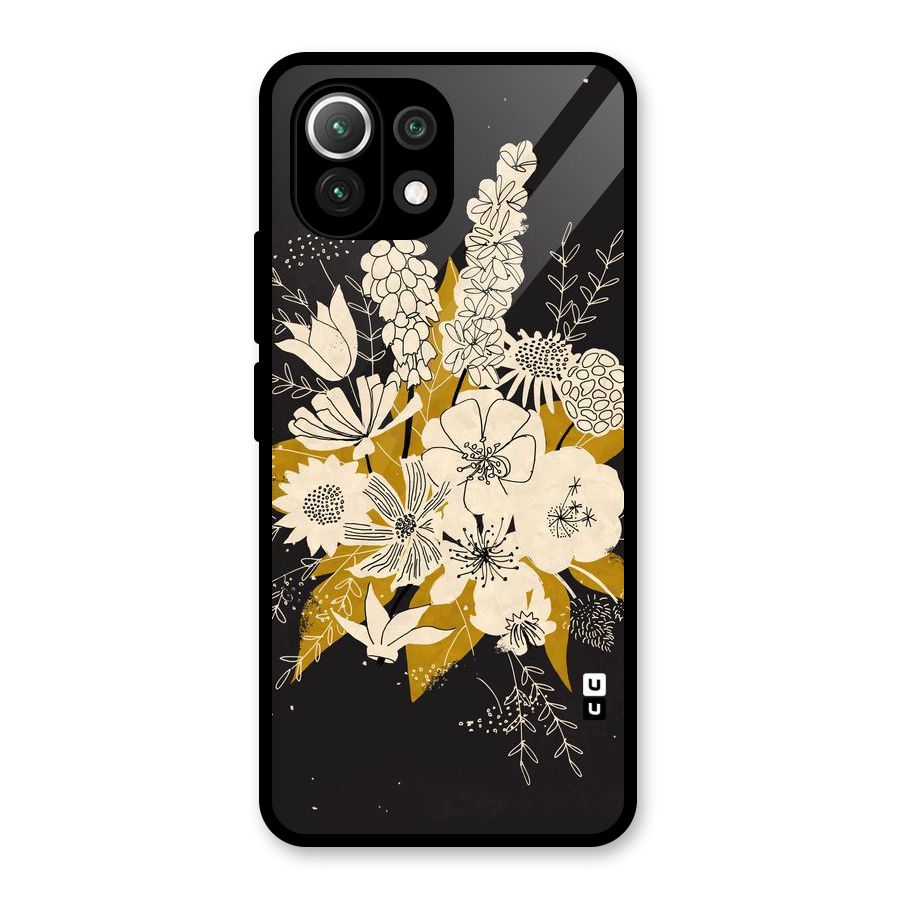 Flower Drawing Glass Back Case for Mi 11 Lite NE 5G