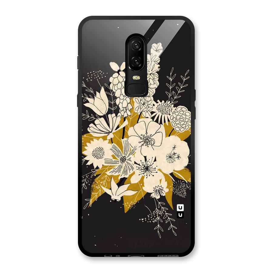 Flower Drawing Glass Back Case for OnePlus 6