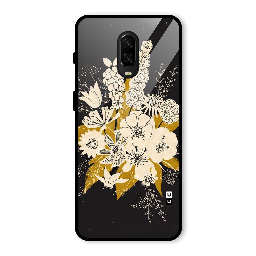 Flower Drawing Glass Back Case for OnePlus 6T