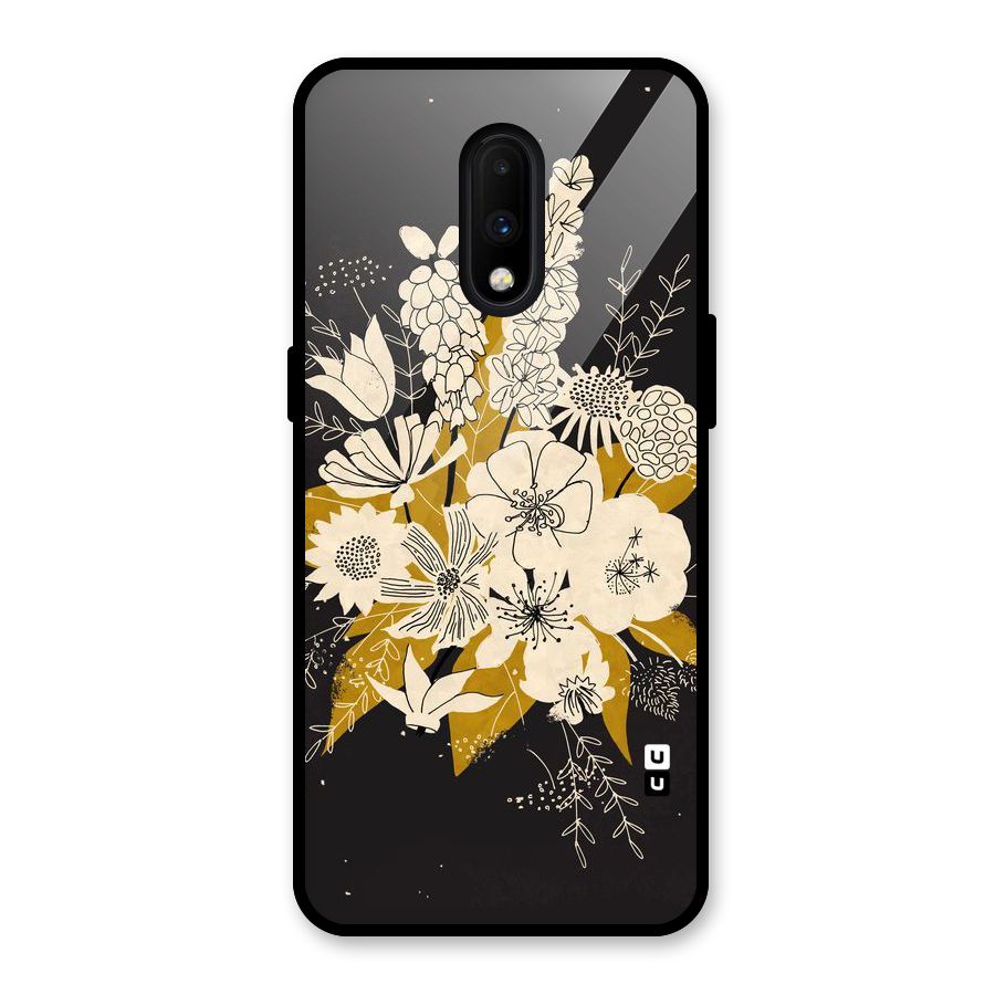 Flower Drawing Glass Back Case for OnePlus 7