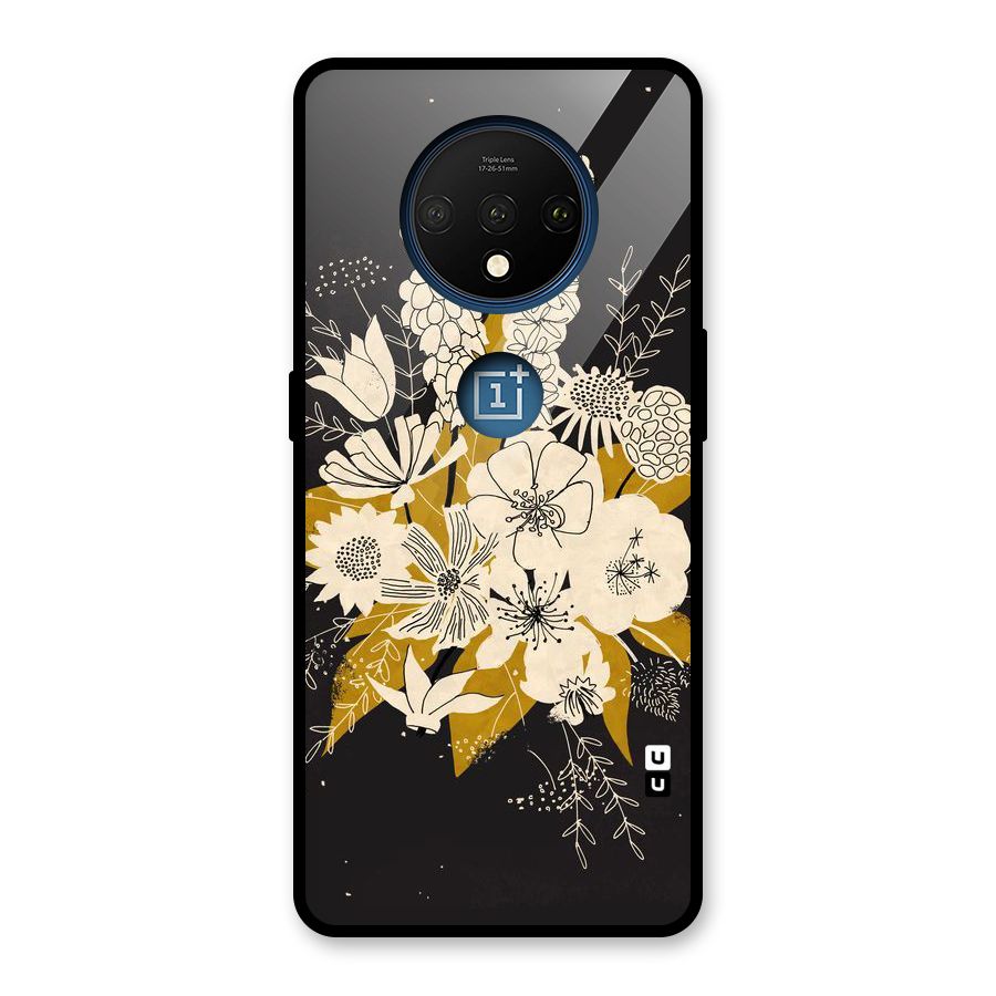 Flower Drawing Glass Back Case for OnePlus 7T