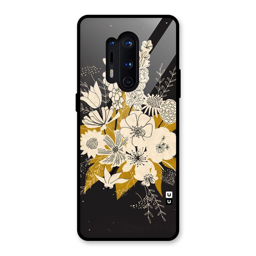 Flower Drawing Glass Back Case for OnePlus 8 Pro