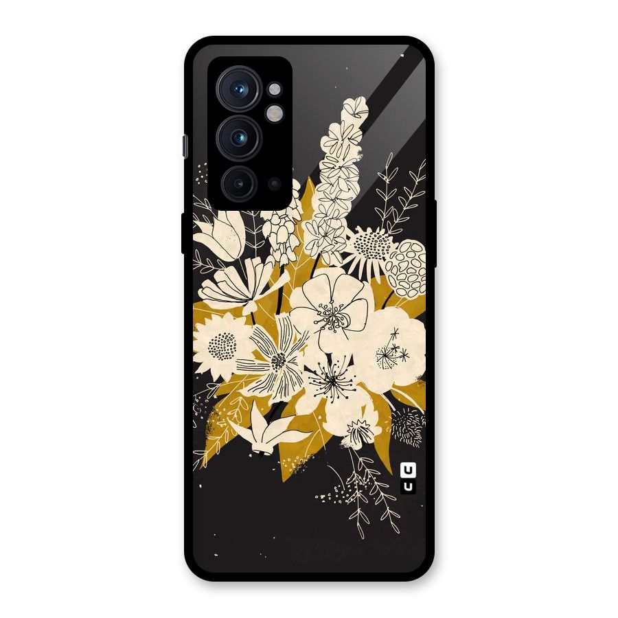 Flower Drawing Glass Back Case for OnePlus 9RT 5G