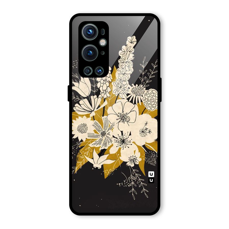 Flower Drawing Glass Back Case for OnePlus 9 Pro