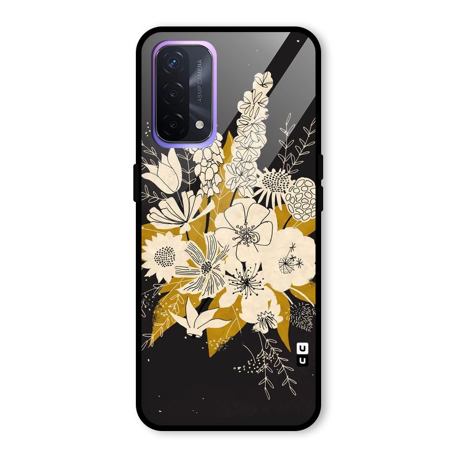 Flower Drawing Glass Back Case for Oppo A74 5G