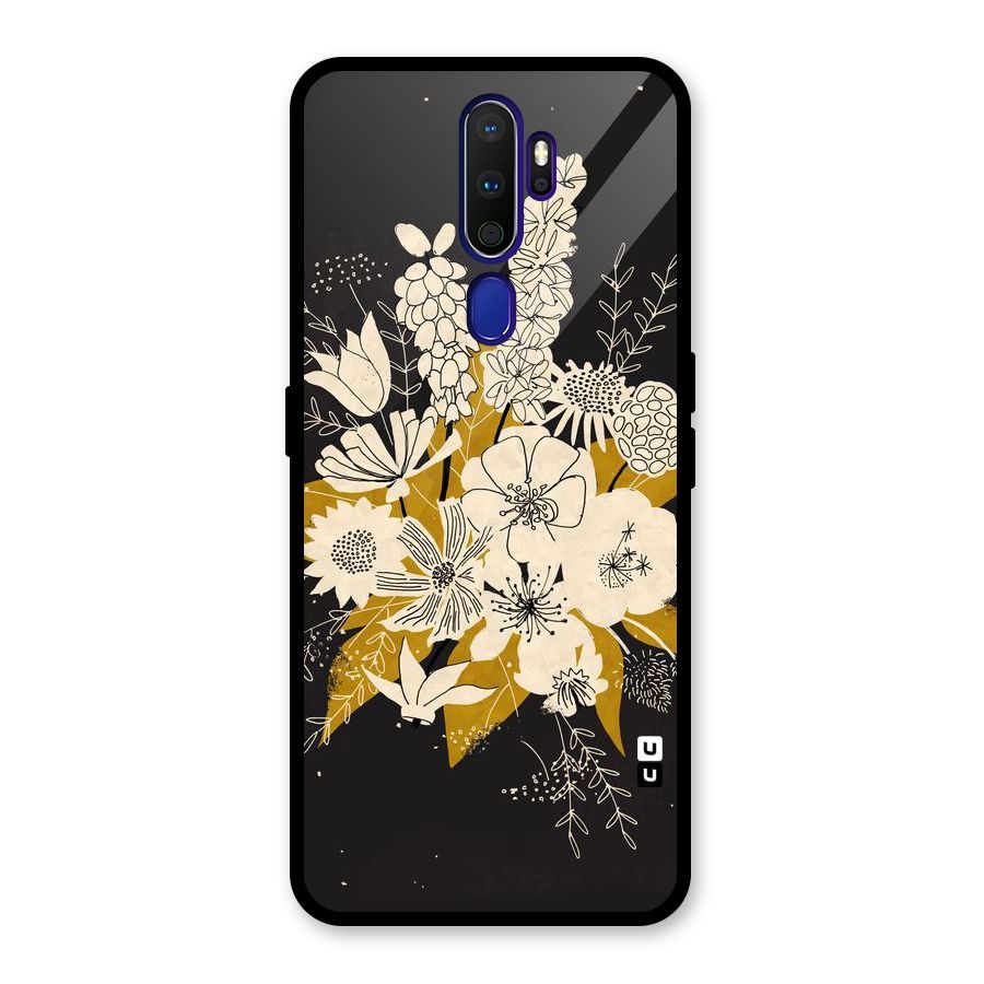 Flower Drawing Glass Back Case for Oppo A9 (2020)