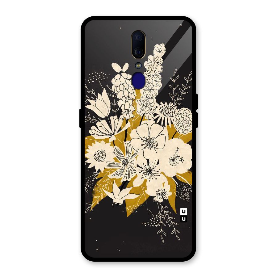 Flower Drawing Glass Back Case for Oppo F11