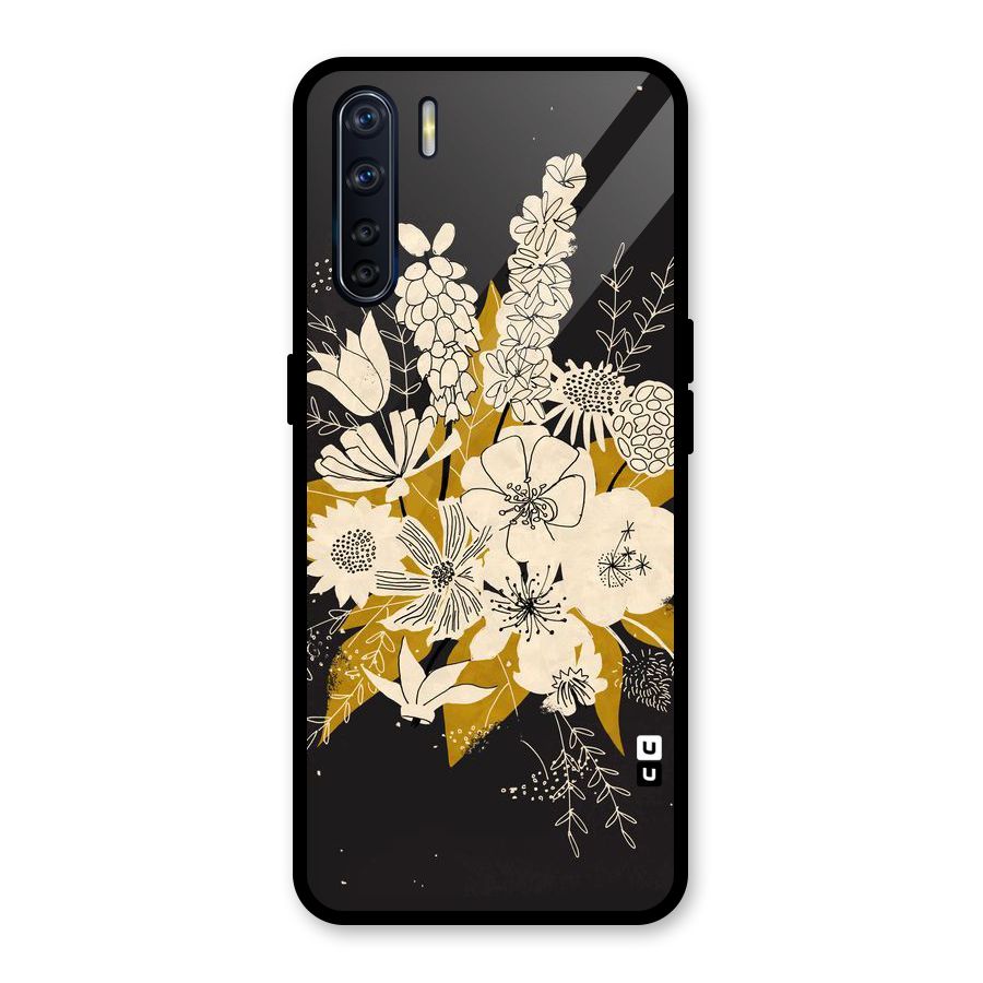 Flower Drawing Glass Back Case for Oppo F15