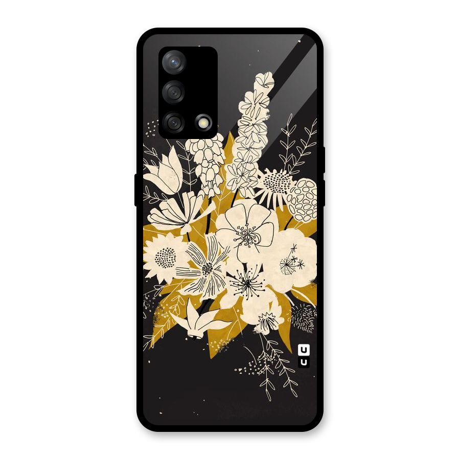 Flower Drawing Glass Back Case for Oppo F19