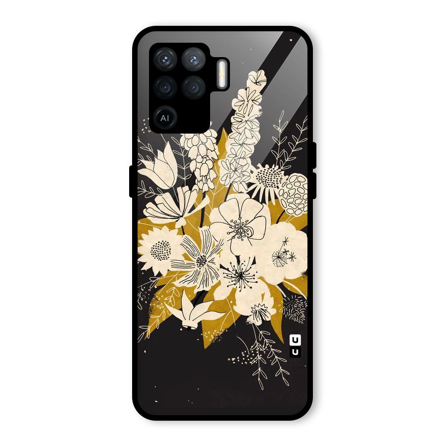 Flower Drawing Glass Back Case for Oppo F19 Pro