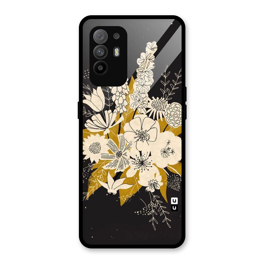Flower Drawing Glass Back Case for Oppo F19 Pro Plus 5G