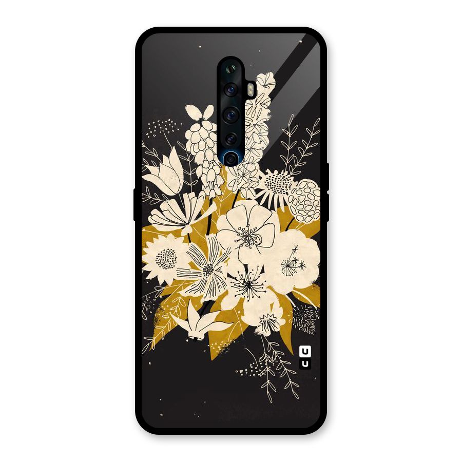 Flower Drawing Glass Back Case for Oppo Reno2 F