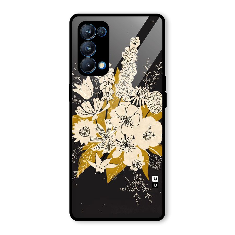 Flower Drawing Glass Back Case for Oppo Reno5 Pro 5G