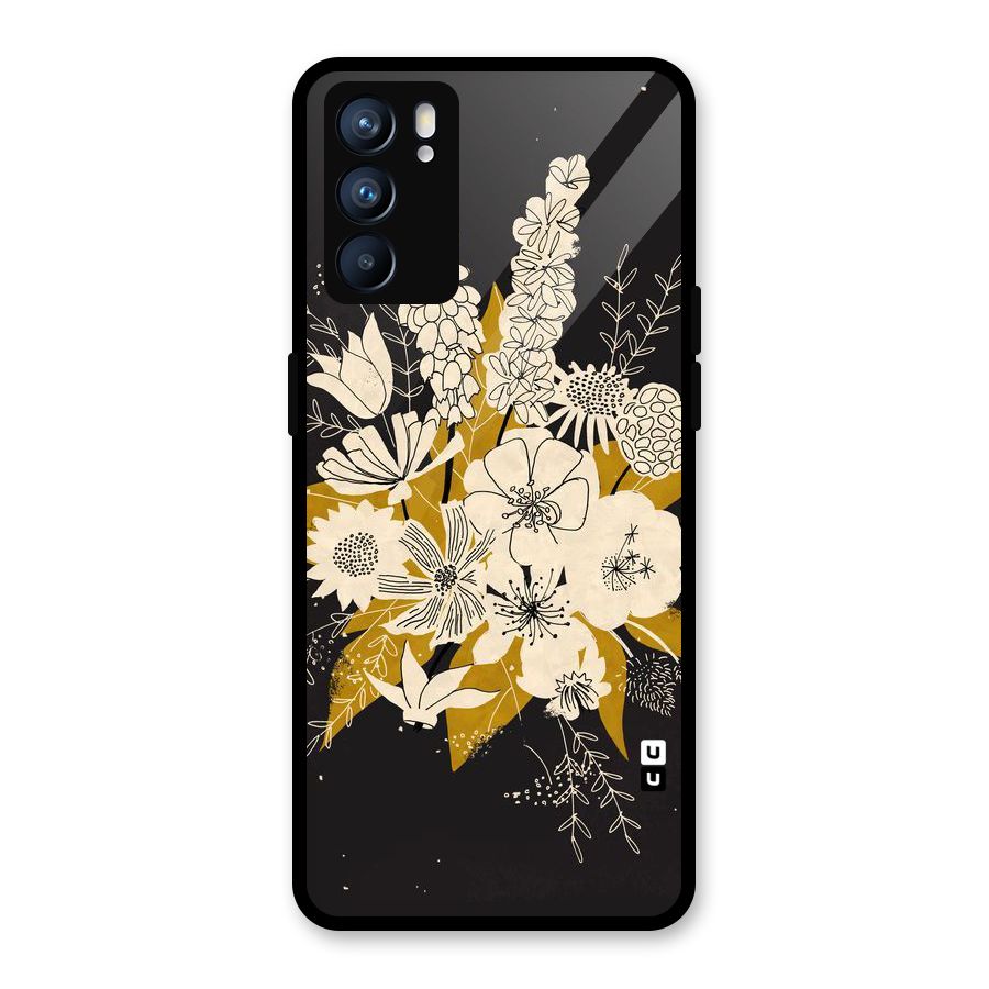 Flower Drawing Glass Back Case for Oppo Reno6 5G