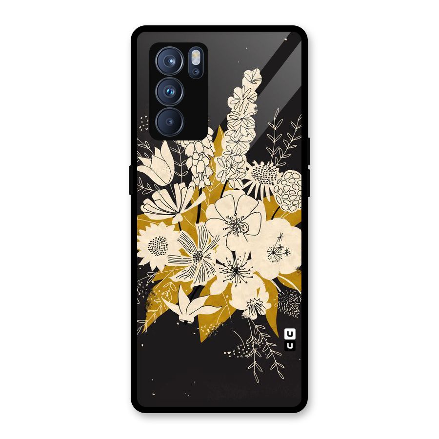 Flower Drawing Glass Back Case for Oppo Reno6 Pro 5G