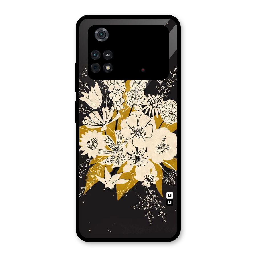 Flower Drawing Glass Back Case for Poco M4 Pro 4G