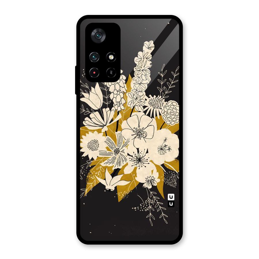 Flower Drawing Glass Back Case for Poco M4 Pro 5G
