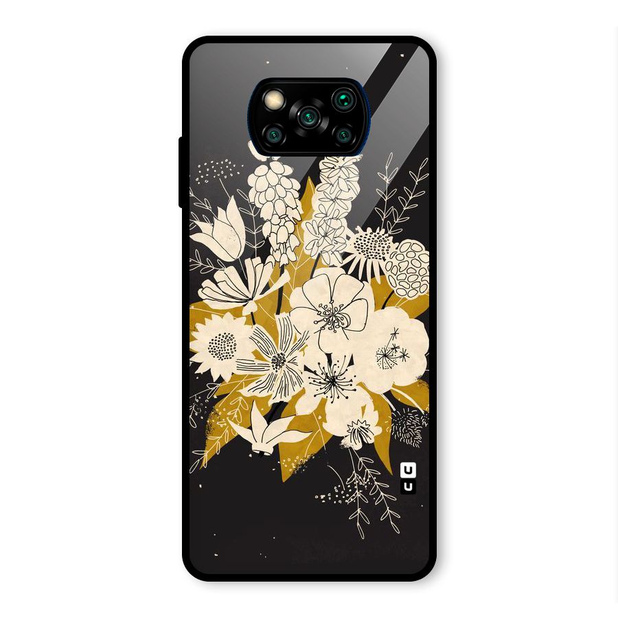 Flower Drawing Glass Back Case for Poco X3 Pro