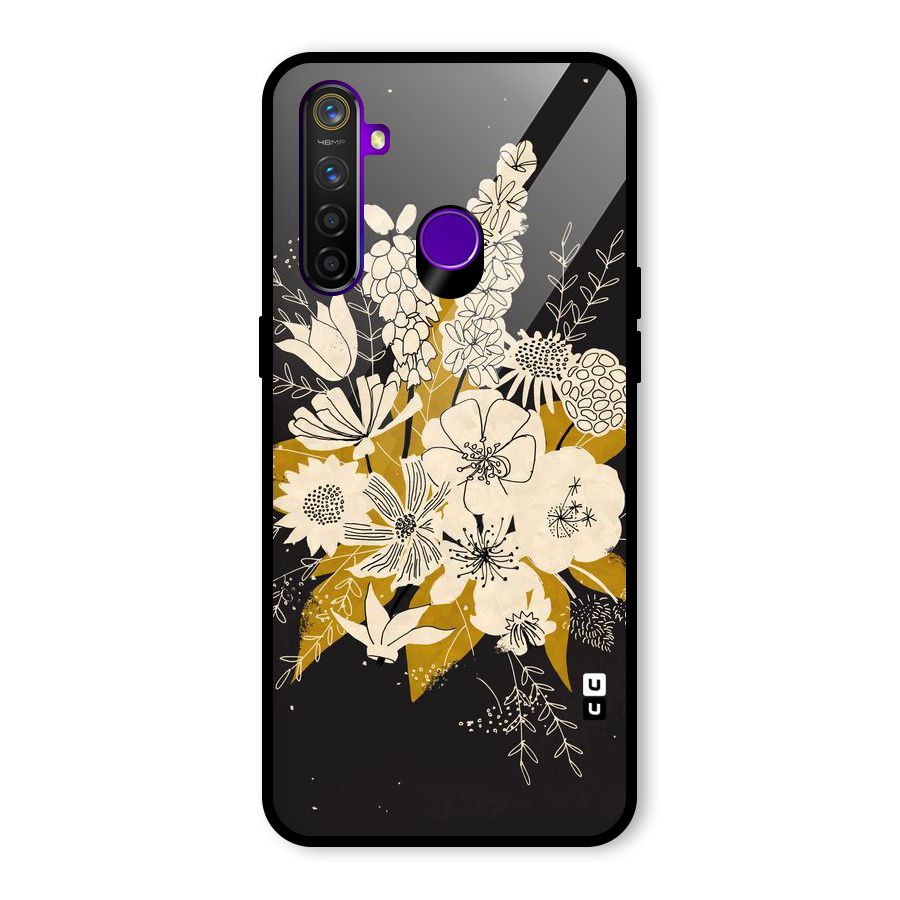 Flower Drawing Glass Back Case for Realme 5 Pro