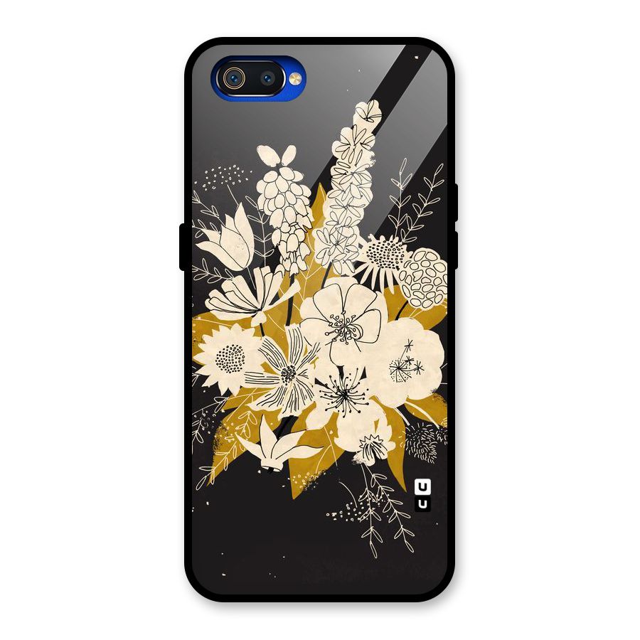 Flower Drawing Glass Back Case for Realme C2