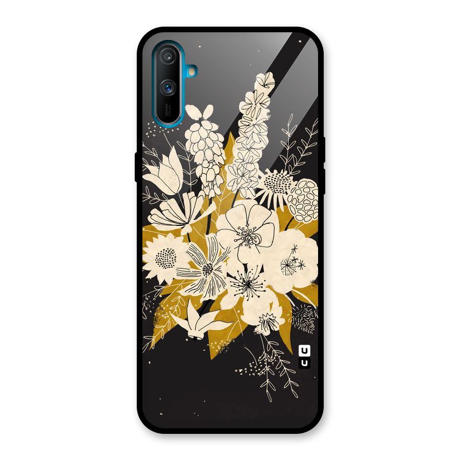 Flower Drawing Glass Back Case for Realme C3