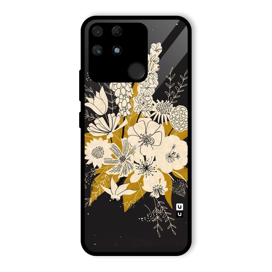 Flower Drawing Glass Back Case for Realme Narzo 50A