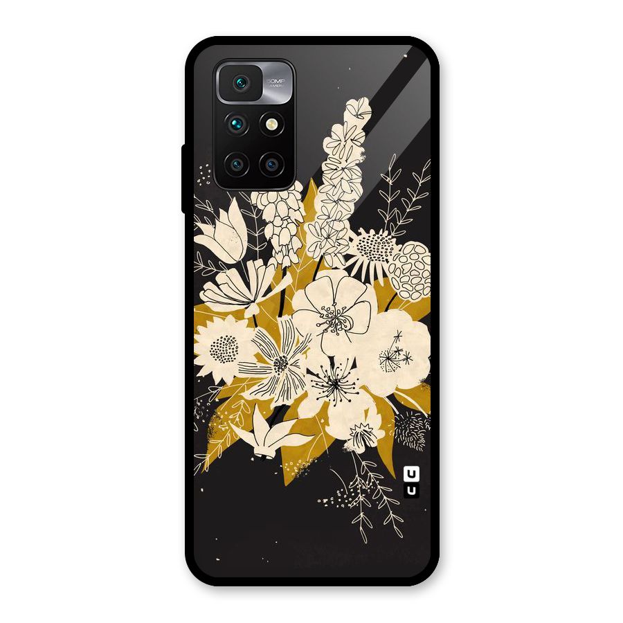 Flower Drawing Glass Back Case for Redmi 10 Prime