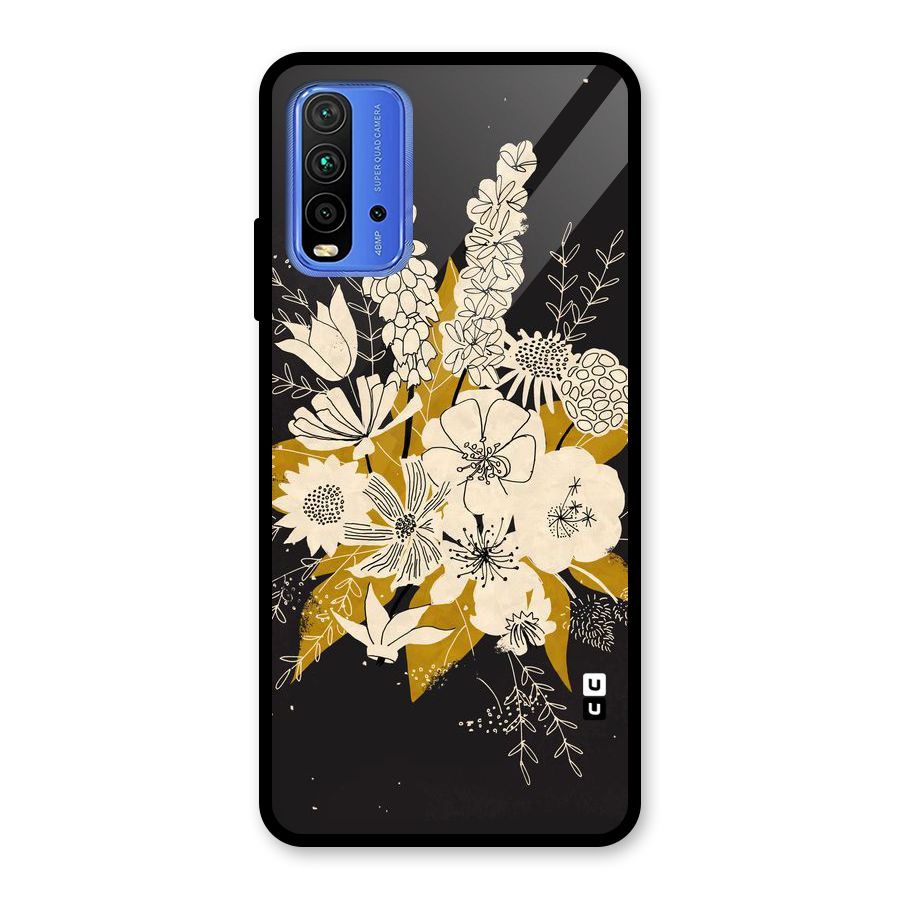 Flower Drawing Glass Back Case for Redmi 9 Power
